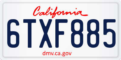 CA license plate 6TXF885