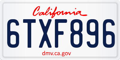 CA license plate 6TXF896