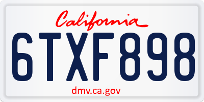 CA license plate 6TXF898