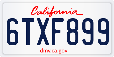 CA license plate 6TXF899
