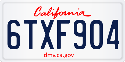 CA license plate 6TXF904
