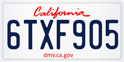 CA license plate 6TXF905