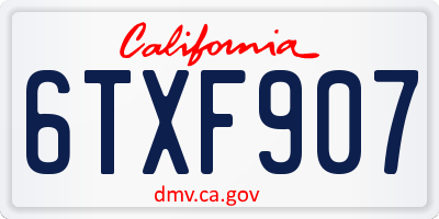 CA license plate 6TXF907