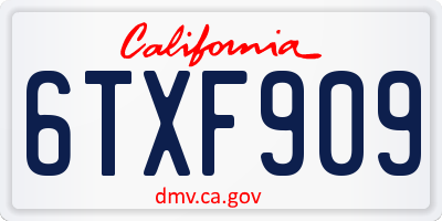 CA license plate 6TXF909