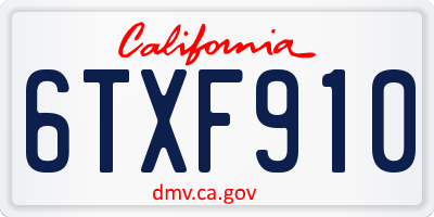 CA license plate 6TXF910