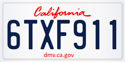 CA license plate 6TXF911
