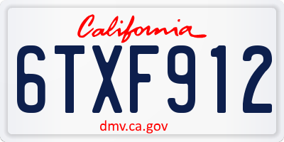 CA license plate 6TXF912