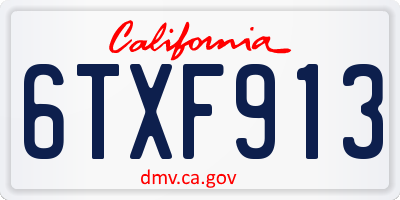 CA license plate 6TXF913