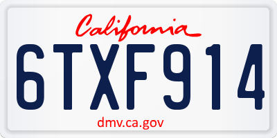 CA license plate 6TXF914