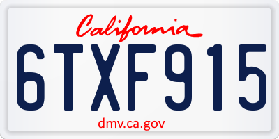 CA license plate 6TXF915