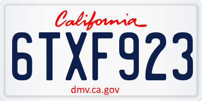 CA license plate 6TXF923