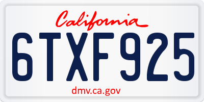 CA license plate 6TXF925
