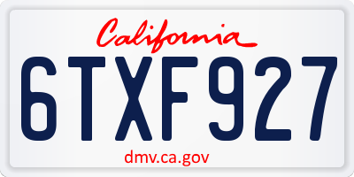 CA license plate 6TXF927