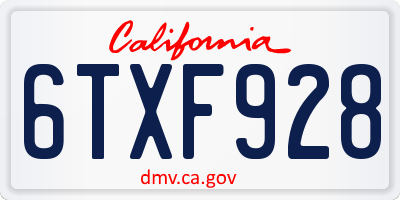 CA license plate 6TXF928