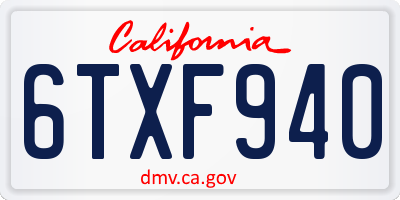 CA license plate 6TXF940