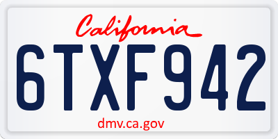 CA license plate 6TXF942