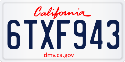 CA license plate 6TXF943