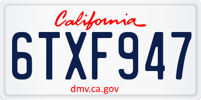 CA license plate 6TXF947