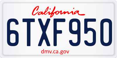 CA license plate 6TXF950