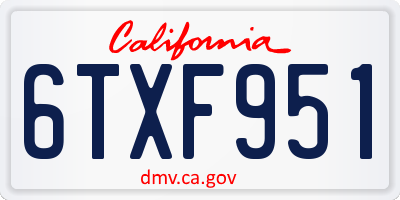 CA license plate 6TXF951