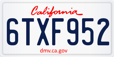 CA license plate 6TXF952