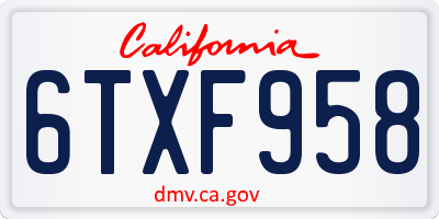 CA license plate 6TXF958