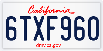 CA license plate 6TXF960