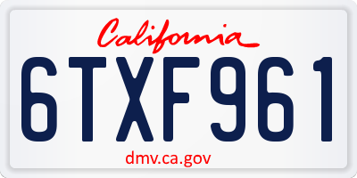 CA license plate 6TXF961