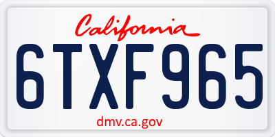 CA license plate 6TXF965