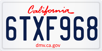 CA license plate 6TXF968