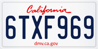 CA license plate 6TXF969