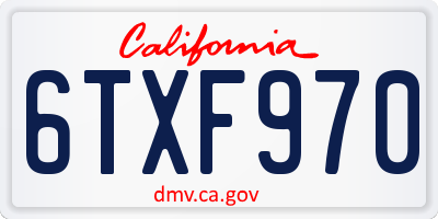 CA license plate 6TXF970