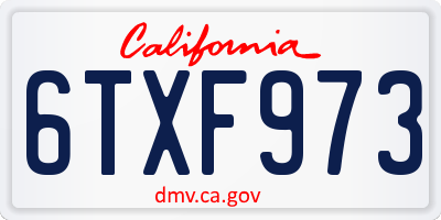 CA license plate 6TXF973