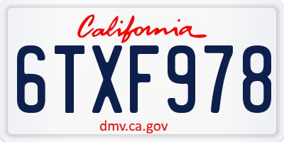 CA license plate 6TXF978