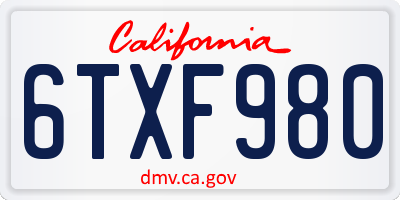 CA license plate 6TXF980