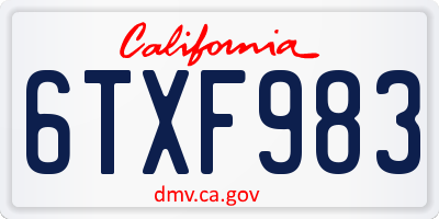 CA license plate 6TXF983