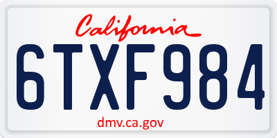 CA license plate 6TXF984