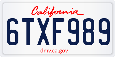 CA license plate 6TXF989