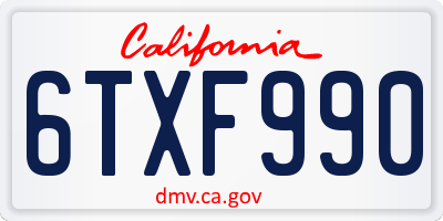 CA license plate 6TXF990