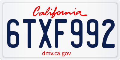 CA license plate 6TXF992