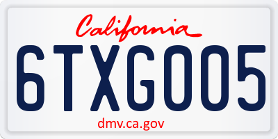 CA license plate 6TXG005
