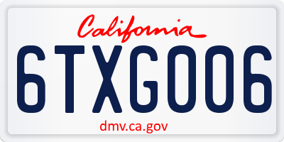 CA license plate 6TXG006