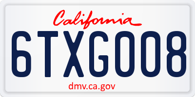 CA license plate 6TXG008