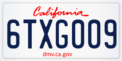 CA license plate 6TXG009