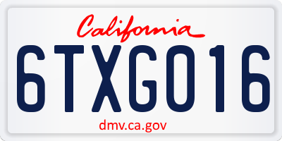 CA license plate 6TXG016
