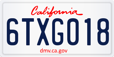 CA license plate 6TXG018