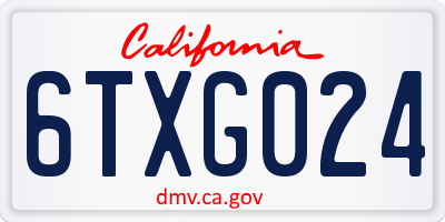 CA license plate 6TXG024