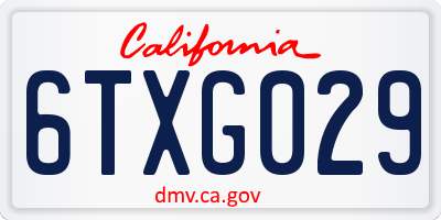 CA license plate 6TXG029