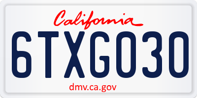 CA license plate 6TXG030