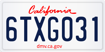 CA license plate 6TXG031